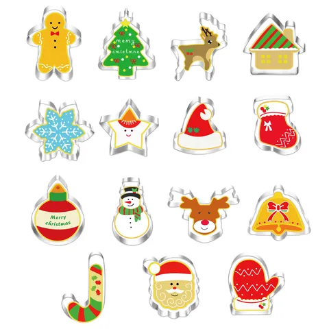 Stainless Steel Christmas Cookie Cutter Gingerbread Man Tree Baking Mold Festive Kitchen Baking Pastry Tools