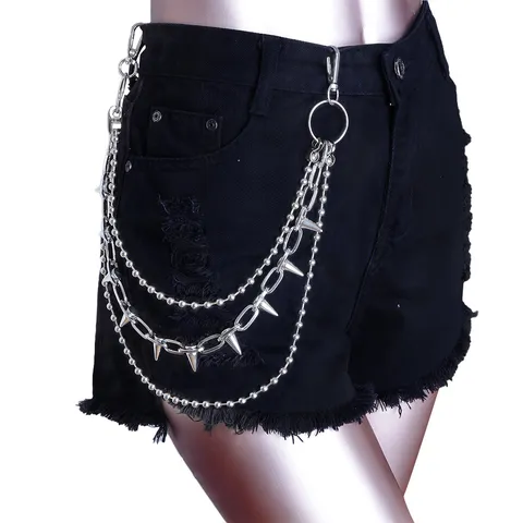 Catena per Pantaloni in Metallo Multistrato Punk Catena da Vita con Rivetti Rock Gotico Catena per Portafoglio Hip Hop Accessori di Gioielli per il Corpo Per Adulti