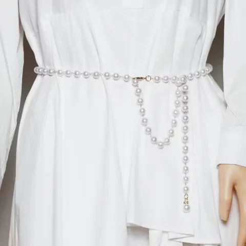 Fashion Artificial Pearl Waist Chain Metal Body Chain Adjustable Belly Chain Chic Waist Jewelry For Women