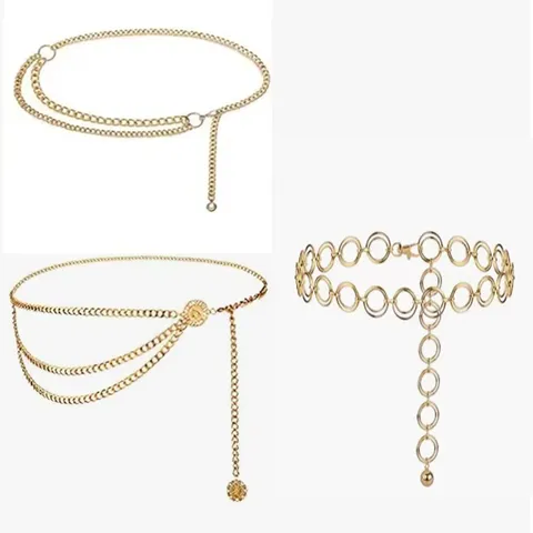 Women Multi-Layer Metal Waist Chain Punk Body Chain Adjustable Waistband Fashion Dress Belt Body Jewelry Accessories