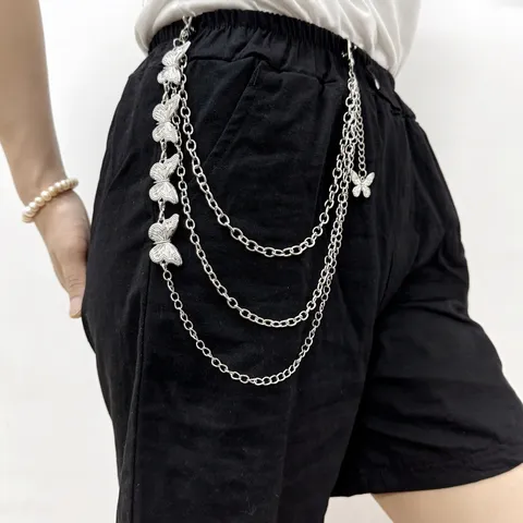 Catena da Pantalone in Metallo Multistrato Punk Hip Hop Ciondolo Farfalla Vintage Catena da Vita Accessori per Gioielli Streetwear Y2K Per Donne Uomini