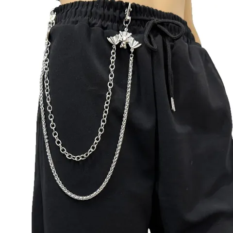 Catena da Pantalone in Metallo Multistrato Ciondolo Pipistrello Gotico Punk Catena da Vita Gioiello per il Corpo Hip Hop Rock