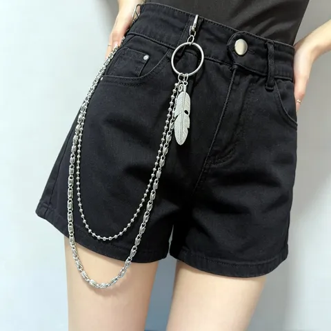 Punk Multi-Layer Metal Waist Chain Feather Pendant Hip Hop Body Chain Trendy Pants Chain For Women Men Fashion Jewelry