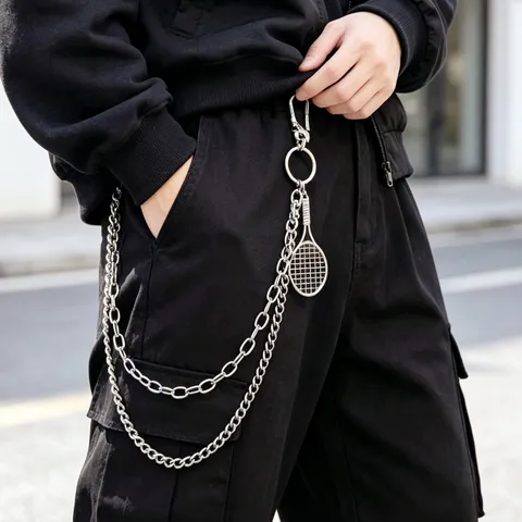 Punk Hip Hop Multi Layer Waist Chain Feather Pendant Metal Pants Chain Street Style Body Jewelry For Men Women