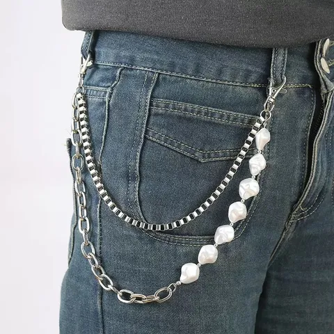 Cadena de Pantalón Tendencia Hip-Hop Street Dance Perla Artificial Irregular Nicho Moda Personalizada