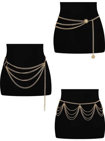 Vintage Punk Sunflower Metal Waist Chain Multi Layer Body Chain For Women Fashion Casual Party Jewelry Accessory
