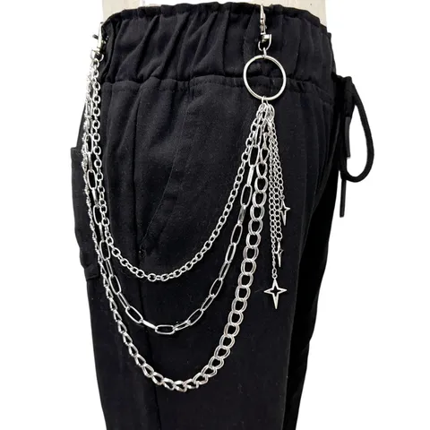 Punk Meerdere Lagen Metaal Tailleketting Kruis Sterren Bedels Broekketting Hip Hop Lichaamsketting Voor Vrouwen Mannen Sieraden