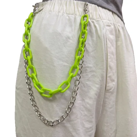 Fashion Colorful Plastic And Metal Chain Waist Chain Punk Style Multi Layer Pants Chain Body Jewelry For Women Party