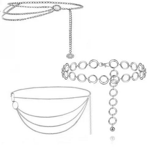 Vintage Multi-Layer Metal Waist Chain Women Fashion Body Chain Alloy Jewelry