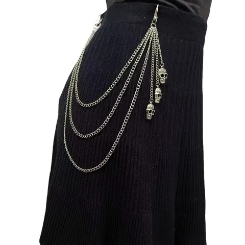 Punk Multi-Layer Metal Waist Chain Skull Pendant Pants Chain Hip Hop Rock Body Jewelry Chain For Women Men