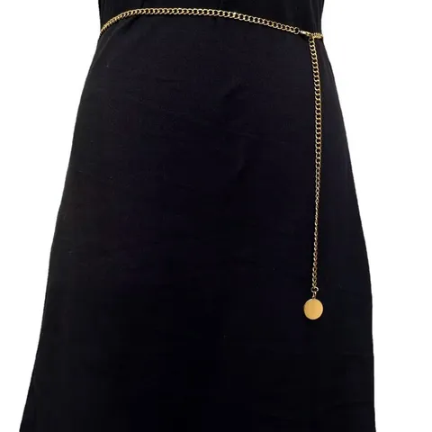 Women Retro Metal Smooth Sequin Waist Chain Vintage Single Layer Chain Waist Belt Fashion Body Jewelry Accessories