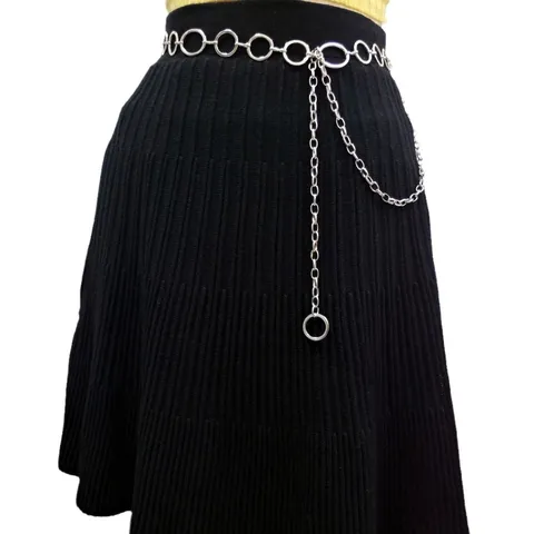 Punk Style Metal Waist Chain For Women Hip Hop Multi-layer Circle Body Chain Fashion Waist Belt Trendy Pants Jewelry