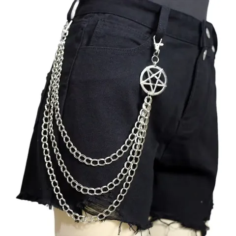 Punk Multi-Layer Metal Pentagram Pants Chain Waist Chain Gothic Body Jewelry Hip Hop Streetwear Accessories For Men Women