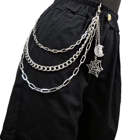 Punk Retro Spider Web Owl Pendant Waist Chain Multi Layer Metal Pants Chain Gothic Body Jewelry Streetwear Accessories