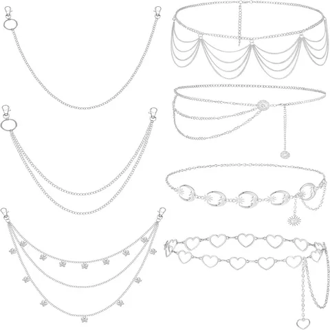 Vintage Punk Multi Layer Metal Waist Chain Women Body Chain Fashion Jewelry Adjustable Belly Chain Dress Pants Accessories