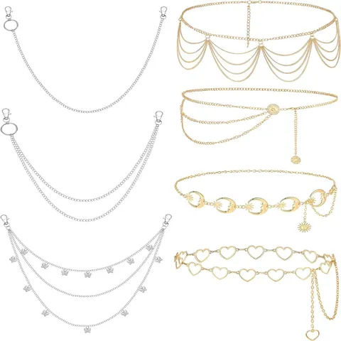 Vintage Punk Multi Layer Metal Waist Chain Women Body Chain Fashion Jewelry Adjustable Belly Chain Dress Pants Accessories