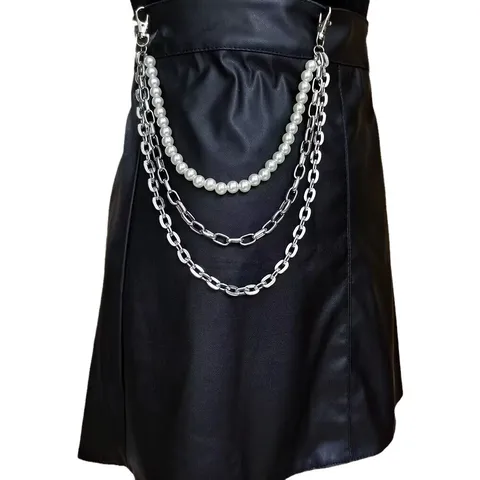 Women Fashion Punk Multi-Layer Metal Chain Waist Chain Artificial Pearl Body Chain Sexy Street Style Pants Jewelry