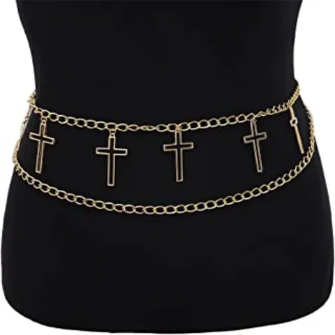 Vrouwen Retro Metaal Dubbellaagse Kruis Taille Ketting Lichaam Ketting Punk Sexy Mode Taille Sieraden Accessoires