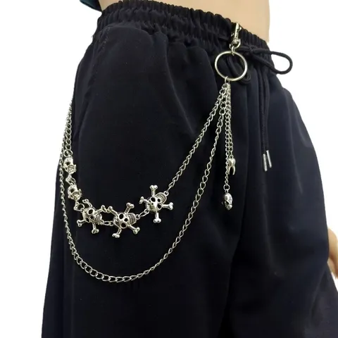 Punk Vintage Metal Pants Chain Hip Hop Multi-Layer Skull Sun Pendant Waist Chain Gothic Jewelry For Men Women