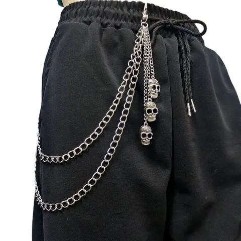 Punk Retro Skull Metal Pants Chain Multi-Layer Alloy Hip Hop Waist Chain Gothic Body Jewelry For Men Women