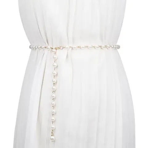 Fashion Artificial Pearl Waist Chain Metal Body Chain Adjustable Belly Chain Chic Waist Jewelry For Women
