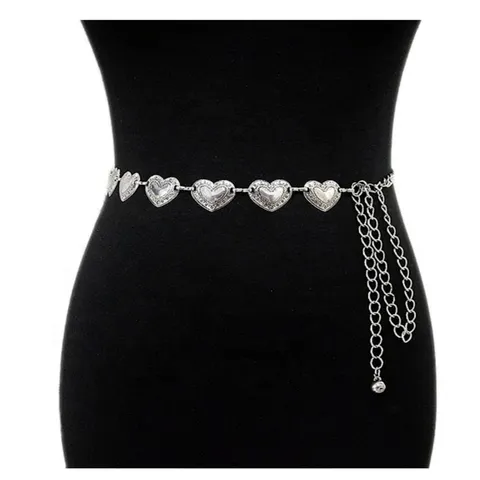 Women Fashion Retro Punk Metal Heart And Butterfly Waist Chain Adjustable Body Chain Party Jewelry Accessories For Dress