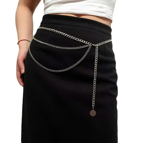 Vintage Metal Waist Chain For Women Multi-layer Sequin Tassel Body Chain Punk Retro Adjustable Waist Belt Fashion Jewelry