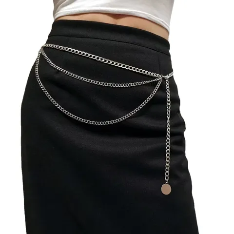 Vintage Metal Waist Chain For Women Multi-layer Sequin Tassel Body Chain Punk Retro Adjustable Waist Belt Fashion Jewelry