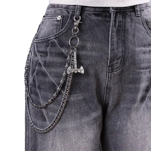 Catena da Pantalone in Metallo Multistrato Punk Hip Hop Catena da Vita da Strada Rock Accessori per Jeans Uomo Donna