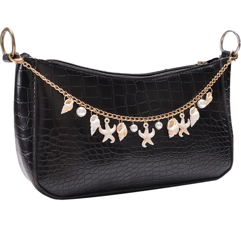Chaîne de Sac Étoile de Mer Conque Perle Artificielle Bohémienne Or Métal DIY Sangle de Sac à Main Accessoires de Vacances