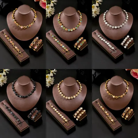 Set Gioielli Maillard Cristallo Geometrico Collana Orecchini Braccialetto per Donna Vintage Sofisticato Strass Floreale Set Gioielli Accessori Banchetto