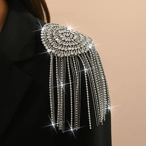 Spilla per Spalline con Nappine e Strass Vintage per Abiti Blazer Performance sul Palco Lussuoso Accessorio di Gioielleria Donna Uomo