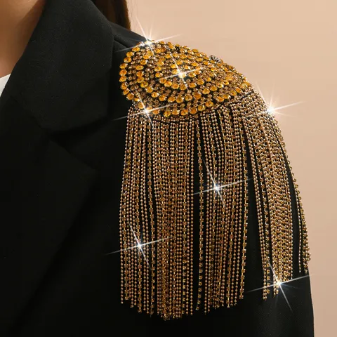 Spilla per Spalline con Nappine e Strass Vintage per Abiti Blazer Performance sul Palco Lussuoso Accessorio di Gioielleria Donna Uomo