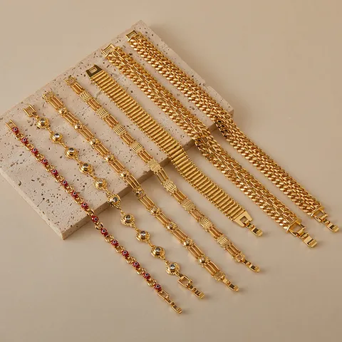 Western Retro Eco Friendly Gold Plated Copper Chain Link Bracelet Luxury Geometric Flower Evil Eye Rhinestone Charm Adjustable Open Clasp Jewelry Wristlet For Women Party Daily Wear