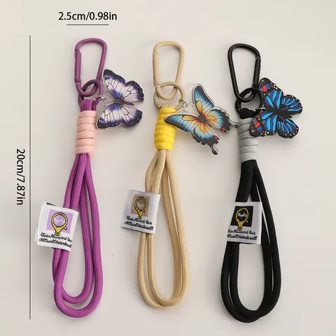 Llavero de Paracord de Mariposa para Exteriores Cordón Trenzado de Nylon Con Mosquetón para Mochila Teléfono Bolso Regalo