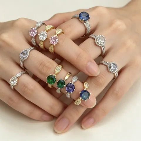 Luxuriöser Kupfer Strass Blatt Offener Ring Für Damen Verstellbar Glänzender Modeschmuck Fingerring Elegantes Bankett Geschenk
