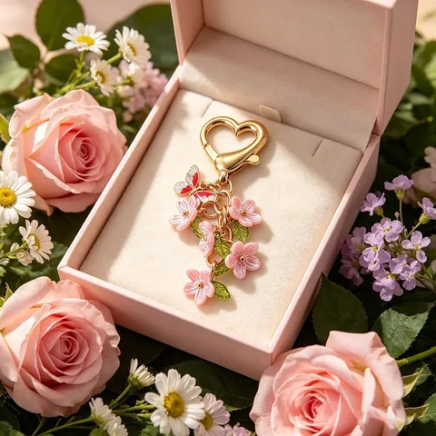 Portachiavi Dolce Cuore Fiore Farfalla Colorato in Lega di Zinco Ciondolo per Borsa Smalto Floreale Portachiavi Regalo per Donna
