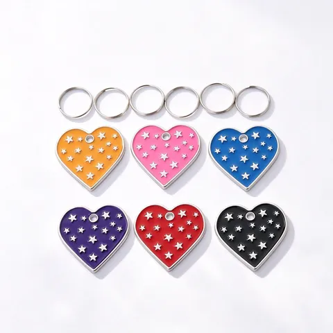 Hartvormige Huisdier Hond Penning Zinklegering Sterrenpatroon Gekleurde Hanger Decoratie Voor Honden
