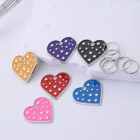 Hartvormige Huisdier Hond Penning Zinklegering Sterrenpatroon Gekleurde Hanger Decoratie Voor Honden