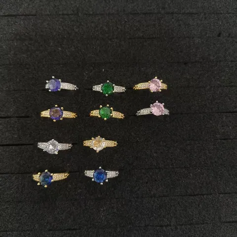 Vintage Gold Silber Zweifarbig Kupfer Offener Verstellbarer Ring Mikro Strass Bunter Stein Luxus Damen Schmuck Geschenk