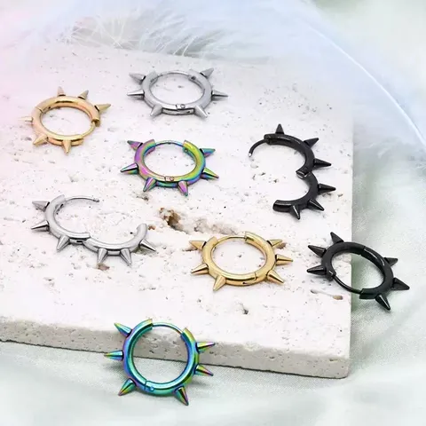 Punk Edelstahl Stachel Ohrringe Runde Huggie Ohrringe Für Herren Damen Rock Gothic Schmuck Personalisiertes Geschenk
