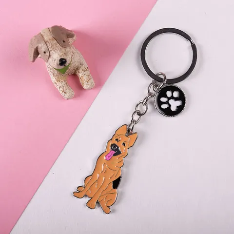 Cute Metal Dog Keychain German Shepherd Husky Alaskan Malamute Puppy Bag Pendant Charm Accessories Gift for Dog Lovers