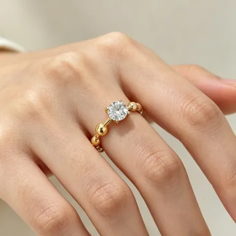 Minimalistischer Kupfer Strass Perlen Offener Ring Für Damen Verstellbar Leichter Luxus Geometrisch Gold Silber Plattierter Fingerring Schmuck