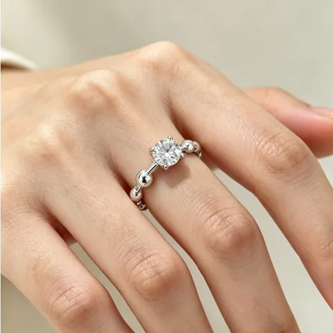 Minimalistischer Kupfer Strass Perlen Offener Ring Für Damen Verstellbar Leichter Luxus Geometrisch Gold Silber Plattierter Fingerring Schmuck