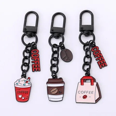 Kreativ Süß Kaffee Thema Schlüsselanhänger Legierung Metall Mode Taschenanhänger Kaffeetasse Tasche Ornament Zubehör Geschenk