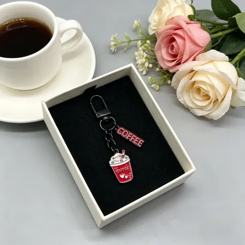 Kreativ Süß Kaffee Thema Schlüsselanhänger Legierung Metall Mode Taschenanhänger Kaffeetasse Tasche Ornament Zubehör Geschenk