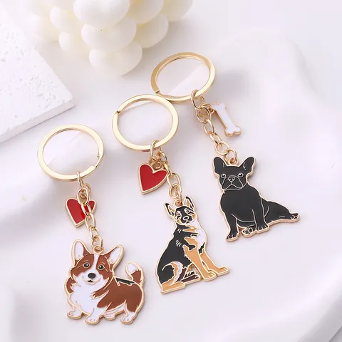 Kreative Legierung Cartoon Haustier Hund Schlüsselanhänger Süße Corgi Französische Bulldogge Deutscher Schäferhund Taschenanhänger Geschenk