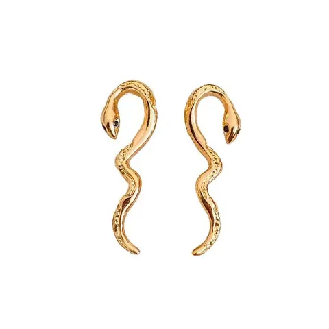 Nische Design Schlange Form Legierung Ohrstecker Galvanisiert Punk Süß Cool Tier Ohrringe Für Damen Tägliche Party Schmuck Gold Silber