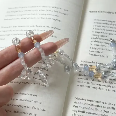 Französischer Vintage Handgemachte Perlen Wassertropfen Choker Halskette Für Damen Klar Hellblau Künstlicher Kristall Anhänger Nischendesign Schmuck