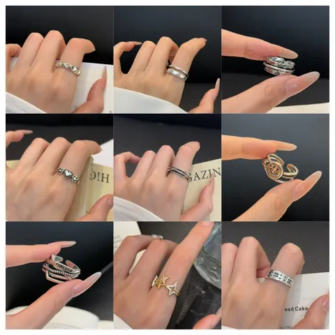 Anillo Abierto de Cobre Minimalista Para Mujeres Joyería de Moda Ajustable Anillo de Dedo Geométrico Regalo Diario